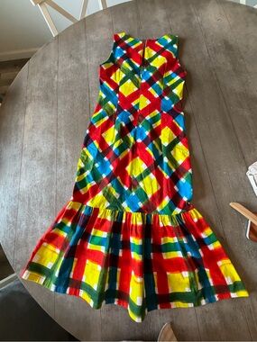 Isolda Multicolor Abstract Print dress- Yellow, Green, Blue, Red